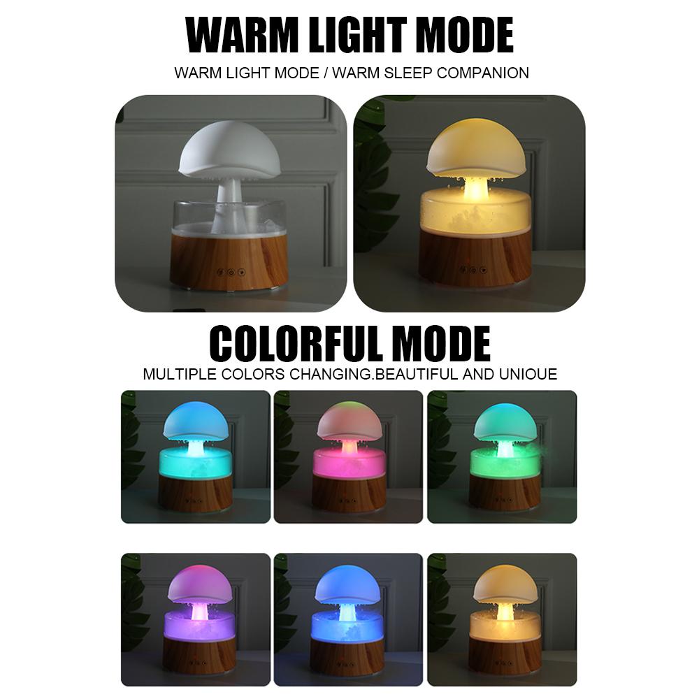 Rain Cloud Humidifier Water Drip White Noise Essential Oil Diffuser 500ml Mute Ultrasonic Mushroom