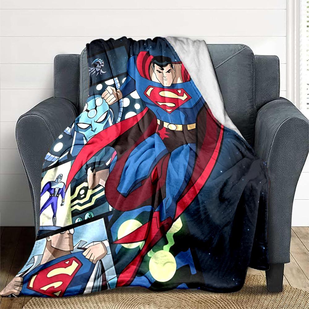 1pc Superman Blanket Lightweight Flannel Throw For Sofa, Bed, Travel, Livingroom, Office, Couch, Chair, And Bed
