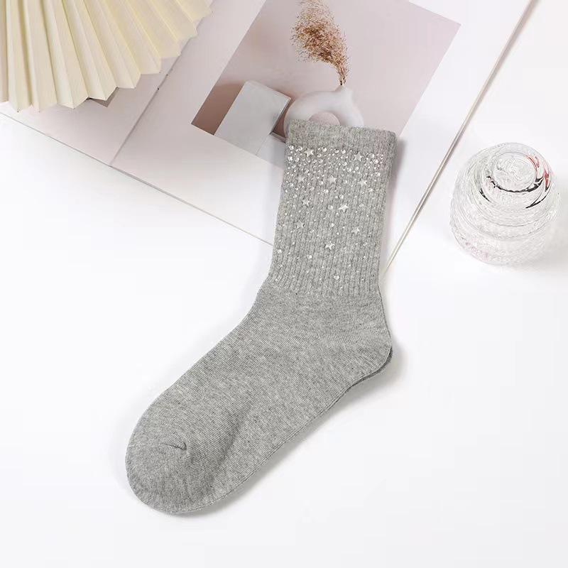 2023 Starry Sky Diamond Cotton Socks - Elegant, Heavy-Duty, Light Luxury, All-Match, Mid-Length