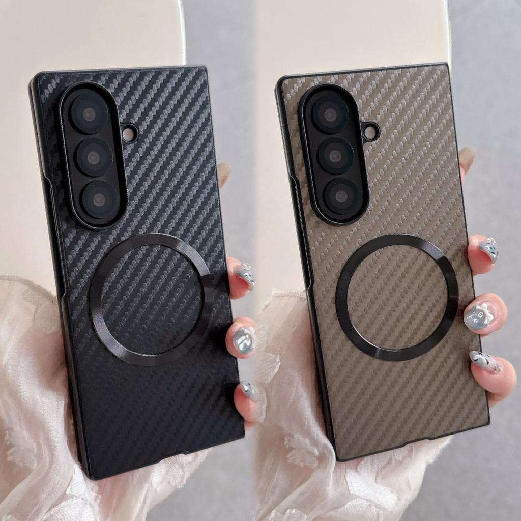 Для Samsung Galaxy Z Fold 7 Чехол Жесткий ПК углеродное волокно Магнитная Защитная задняя крышка Чехол Для Samsung Z Fold 7 6 5 4 Корпус телефона