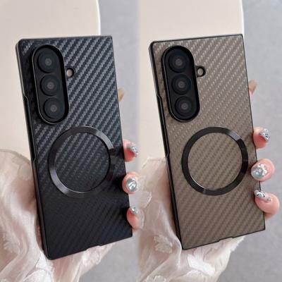 Для Samsung Galaxy Z Fold 7 Чехол Жесткий ПК углеродное волокно Магнитная Защитная задняя крышка Чехол Для Samsung Z Fold 7 6 5 4 Корпус телефона