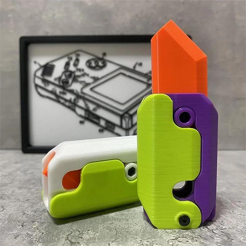 3D-печать Гравитационный нож Игрушка Куб Прыгающий Маленький Нож-Редиска Игрушки-Сквиши Декомпрессия Толкающая Карточка Маленький Нож-Морковка
