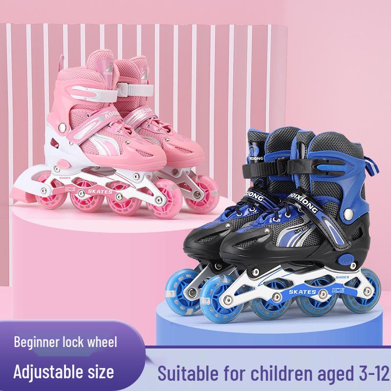 Регулируемый набор роликовых коньков с мигающими колесами для детей-начинающих