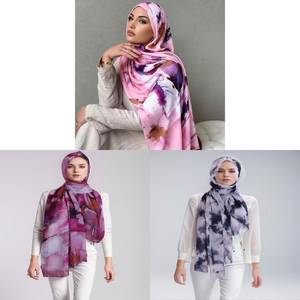 Polyester Digital Printed Scarves With Dye Printing Design For Summer Womens Fashion Accessory