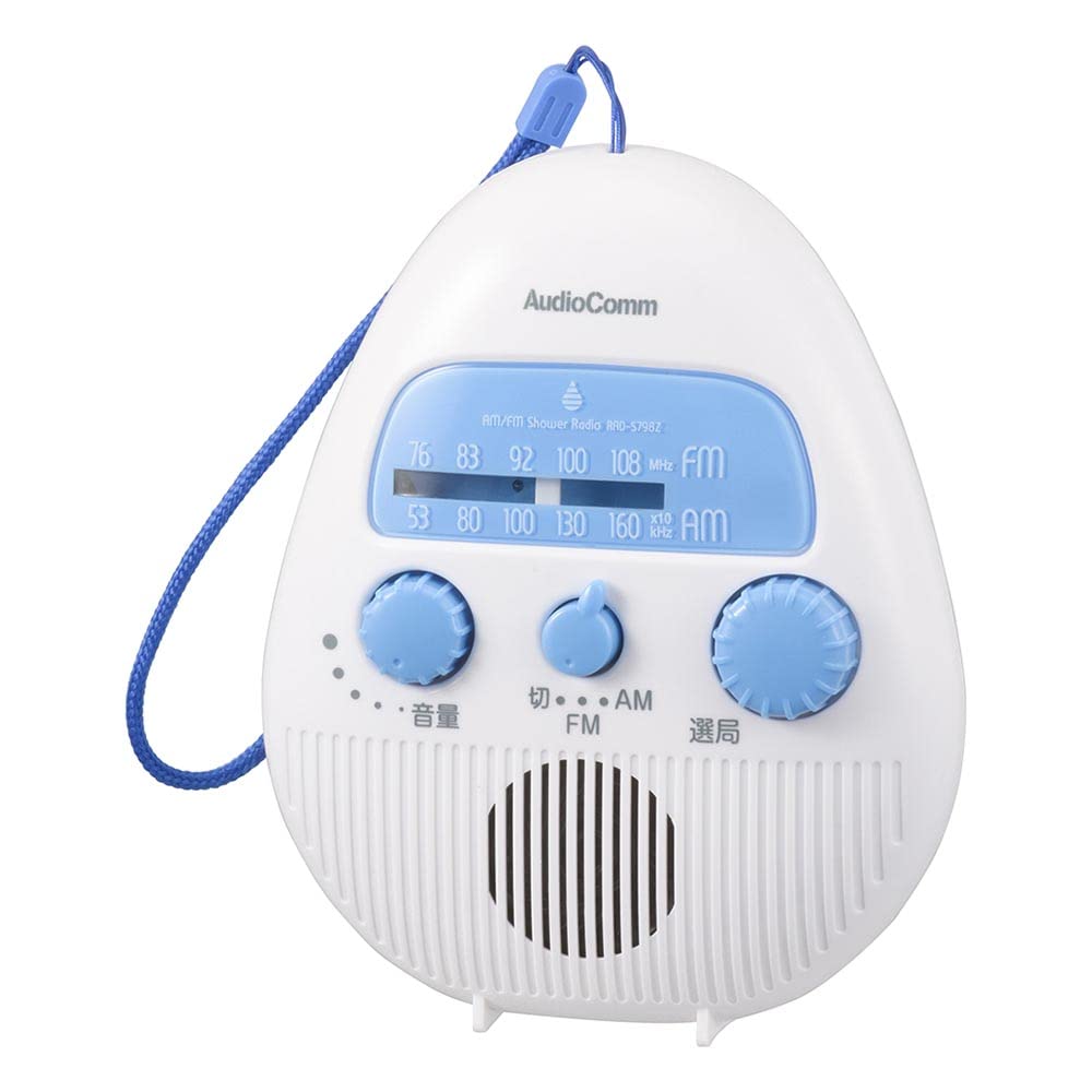 Радио для душа OHM Electric AudioComm, защита от брызг IPX4, AM/FM, подвесное, RAD-S798Z 03-5039, для прослушивания во время купания