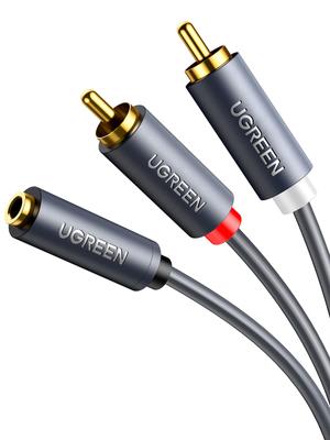 UGREEN RCA на Конверсионный Стерео Мини-Штекер на 2 RCA Красный и Белый 25см 3,5 мм Кабель, 3,5 мм (женский) (мужчина), Кабель, Y-образный, Позолоченный,