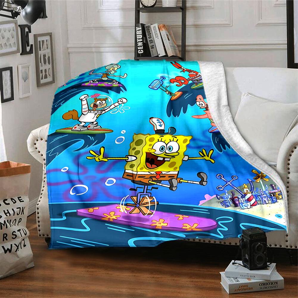 1Pc Spongebob Friends Blanket Soft Throw Blanket For Home Bedroom Bed Sofa Travel Office Solid Christmas Blanket
