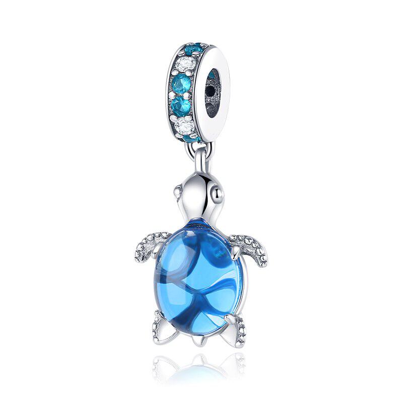 Summer Sterling Silver 925 Murano Glass Sea Turtle Dangle Charms Beads Fit Bracelets Women Diy Jewelry