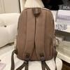 Women Winter Backpack British-Style Retro Wool-effect Polyester Plaid Daypack Artistic Girly Students Schoolbags Travel Rucksack