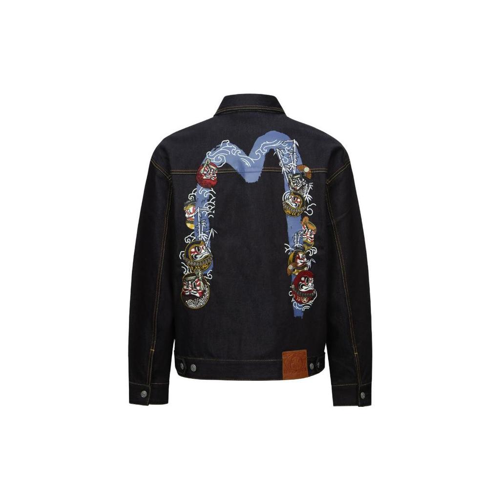 Evisu Logo Print Long Sleeve Denim Jacket Men jackets 2EAHTM3DJ1007LFCT