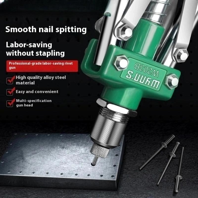 Набор ручных заклепочных пистолетов с 16 размерами головок заклепок, сверхпрочный одноручный заклепочный инструмент для металла, пластика и кожи