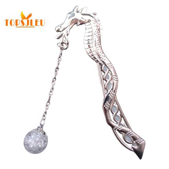 Закладка в винтажном стиле, дизайн металлического дракона, светящиеся бусины, устойчивая к выцветанию, легко чистящаяся закладка