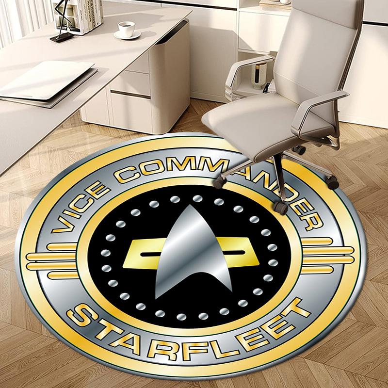1pc Starfleet Vice Commander Badge Round carpet, Made of Polyester,Perfect for Decorating Office Chairs, Living Rooms,Vibrant Decorative Rug