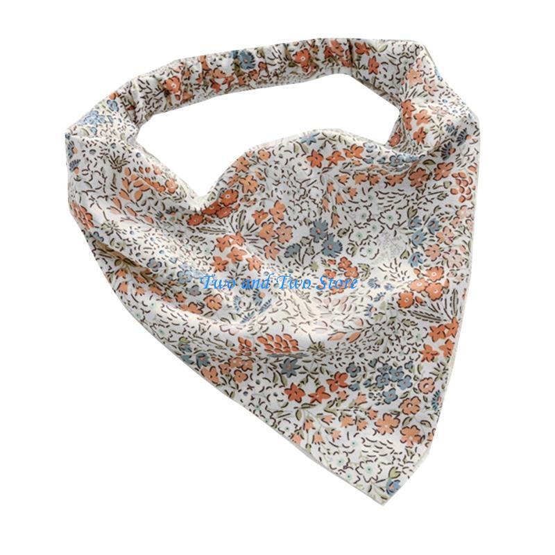 HX6F Floral Hair Bandanas Small Flower Print Head Kerchief Women Bandanas Hair Scarf Triangled Headband with Elastic Bands