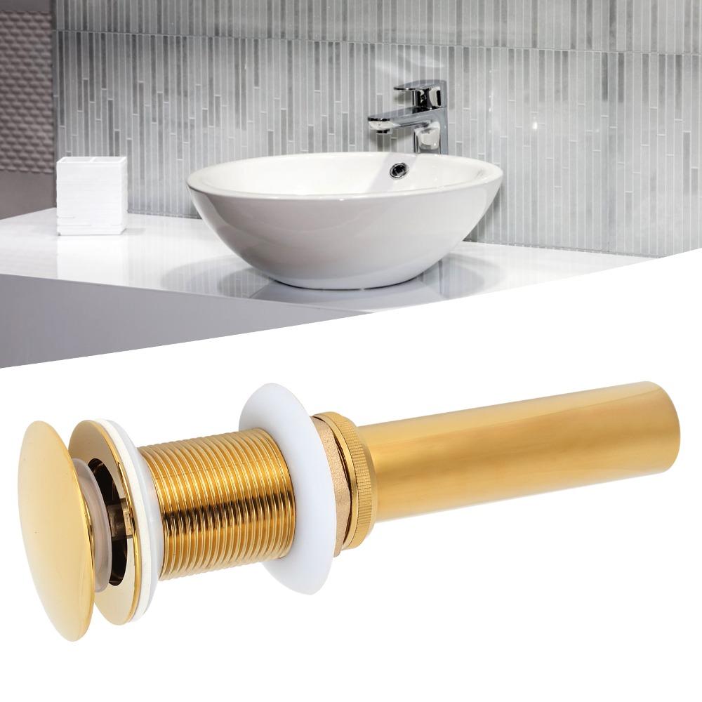 Anti Clog Bathroom Sink Drain Polish Gold Finish Draining Stopper Drain Stopper Lavatory Basin