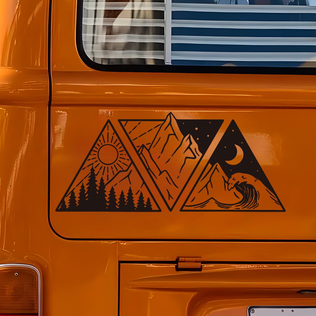 Car Styling Ocean Mountain Decals, Camper Van Motorhome SUV Decor Vinyl Stickers Accessories Tunning Auto Parts