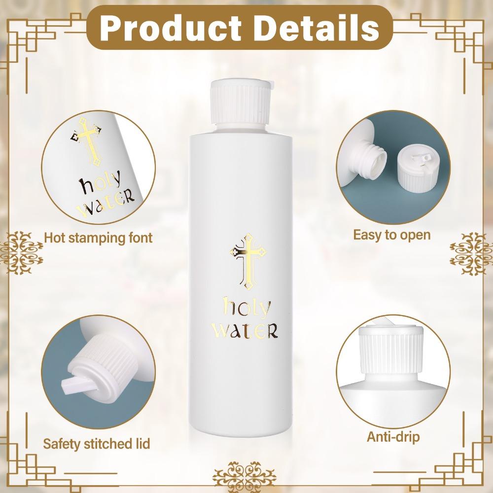 6 шт. Большие бутылки для святой воды 250 мл Пустой контейнер с золотым крестом Пластиковая бутылка для святой воды для компактного католического