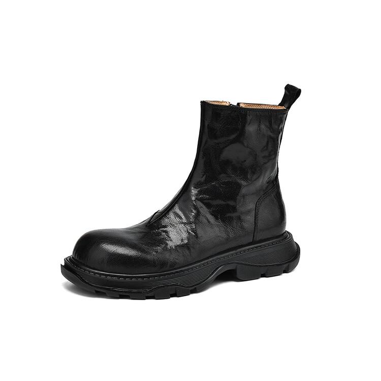 Мода Новая Осень Зима Натуральная Кожа Женские Сапоги Модные Сапоги Челси для Женщин Круглый Носок Короткие Сапоги Обувь на Платформе Ботильоны Женские