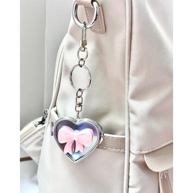 Stylish Love Heart Pendant Bowknot Keychain Accessory Stylish Key Holder for Women Sturdy Alloy Car Key Pendant