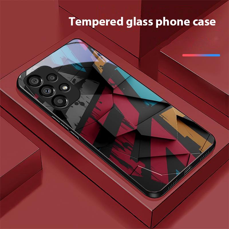 Геометрический узор для Samsung Galaxy S10 20 Plus 21 FE 22 23 24 FE 25 Ultra Черный Чехол для телефона из закаленного стекла Жесткий чехол