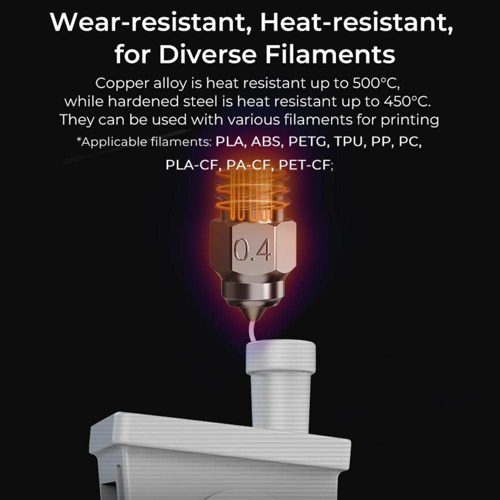 Creality Биметаллический комплект высококачественных насадок, 8 шт. Биметаллический материал, высокая термостойкость и