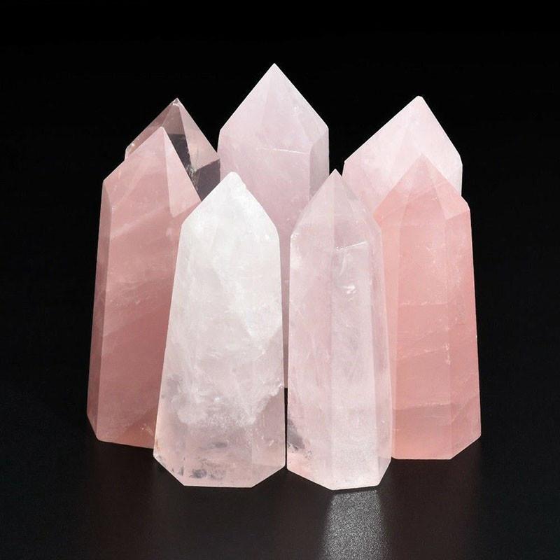 Exquisite Natural Rock Rose Quartz Crystal Point Healing Stone Obelisk Wand For Spiritual Growth