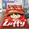 One Piece Monkey D Luffy Pattern Bedding Quilt Set Quilt Cover Pillowcase Home Birthday Gift(1 * duvet cover + 2 * pillowcase, without core)