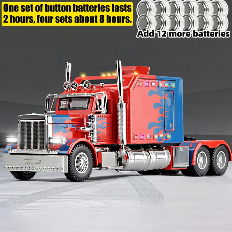 1:24 Peterbilt 389 с ливреей «Пламя» Американский тяжелый седельный тягач Металлическая литая модель автомобиля Декор для дома и подарки для компьютера