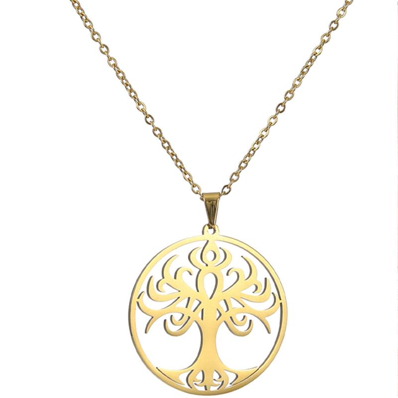 Fashion Life of Tree Necklace Stainless Steel Real Gold Electroplating Non-fading Pendant Jewelry