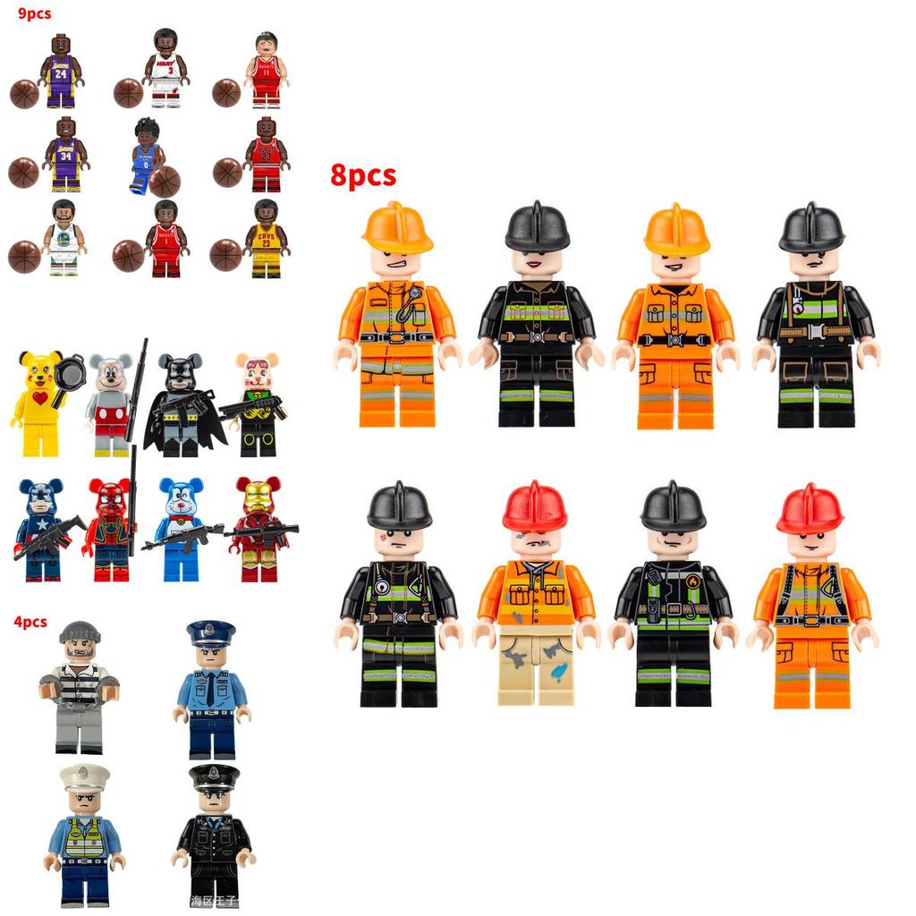 Набор мини-фигурок Городской профессиональный инженер и пожарный, строительные блоки для детей