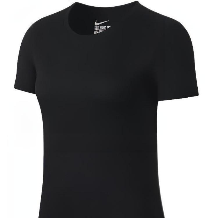 Nike Однотонная футболка с круглым вырезом и коротким рукавом, женские топы, черный цвет 836327-010