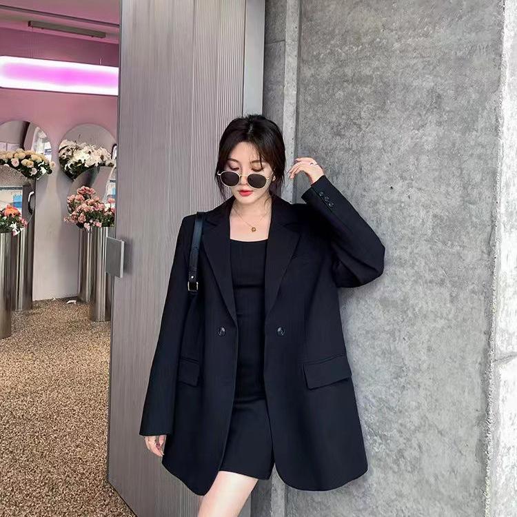 Модный корейский стиль, свободный повседневный пиджак с разрезом для женского пальто