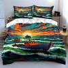 Boats on colorful waves. Bedding sets Duvet cover sets Duvet covers Pillowcases(1*Duvet Cover 2*Pillowcases without duvet insert)
