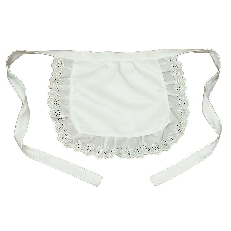 Женский полупоясной кухонный фартук для готовки Короткий Лолита Горничная Сексуальное Кружево Черно-белый Нагрудник Красота Цветок Кафе Фартук Домашняя Работа