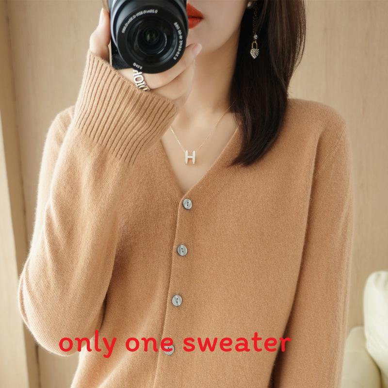 Knit Cardigan For Women With Vneck Long Sleeves Soft Polyester Blend For Casual Wear