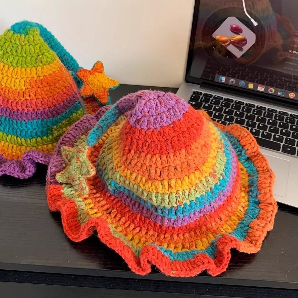Colorful Fairy Hat Star Design Bucket Hat Cute Pullover Hat for Adult and Children