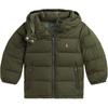 Polo Down Jacket With Detachable Hood Zipper Long Sleeve Kids Outerwear Green 323940328-004