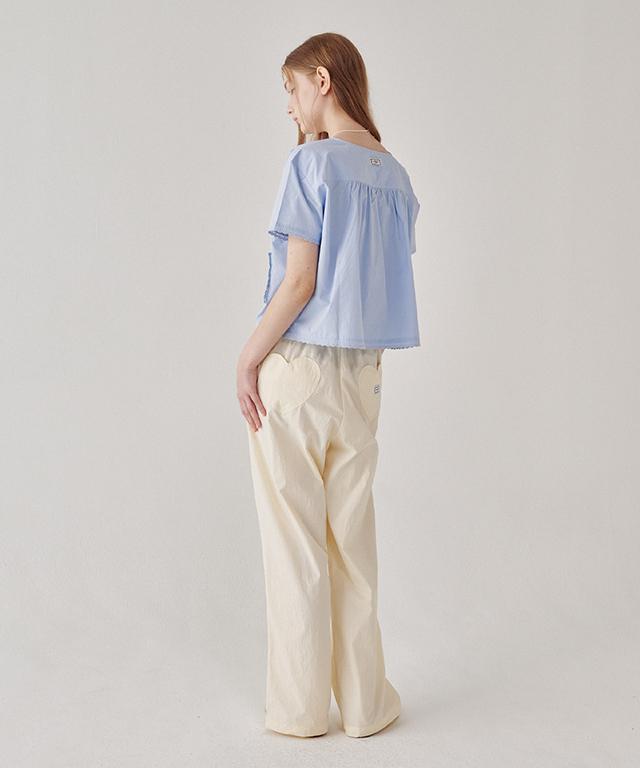 RONRON Back Heart Stitch Pocket Banding Pants Butter
