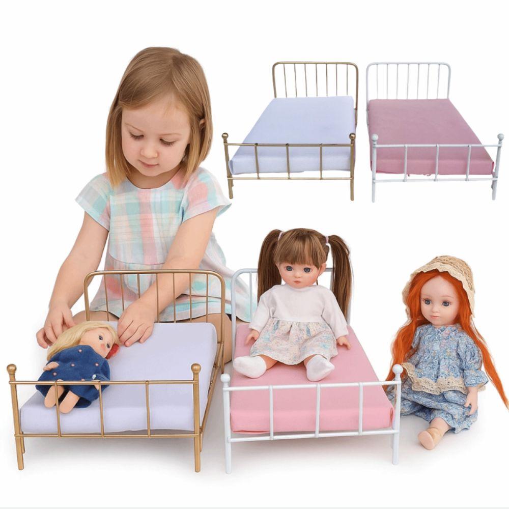 Bedroom Scene Dollhouse Bed 1:12 Scale Mini Bed Model Miniature Doll Bed Furniture DIY Toy