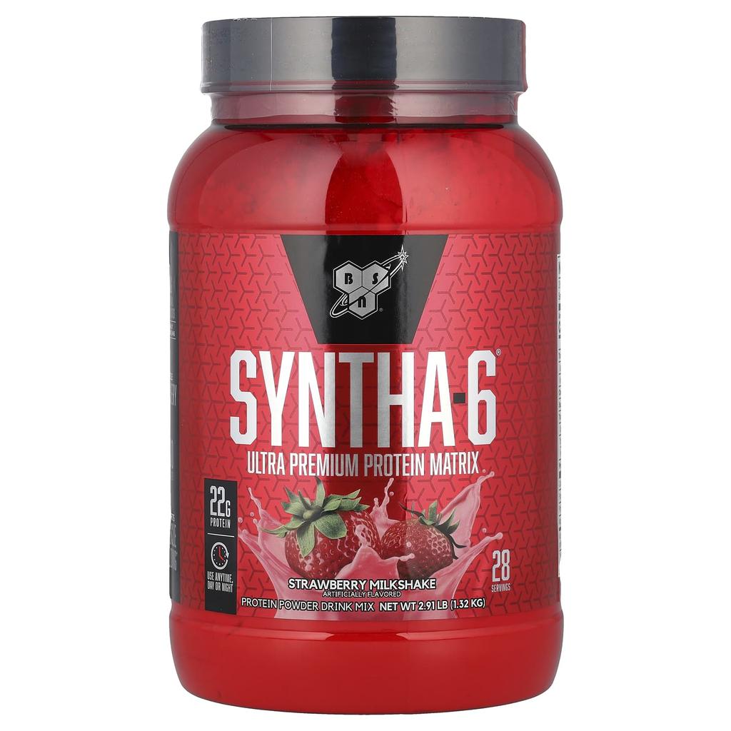 BSN Syntha-6, Ultra Premium Protein Matrix, Strawberry Milkshake, 2.91 Lbs (1.32 Kg)