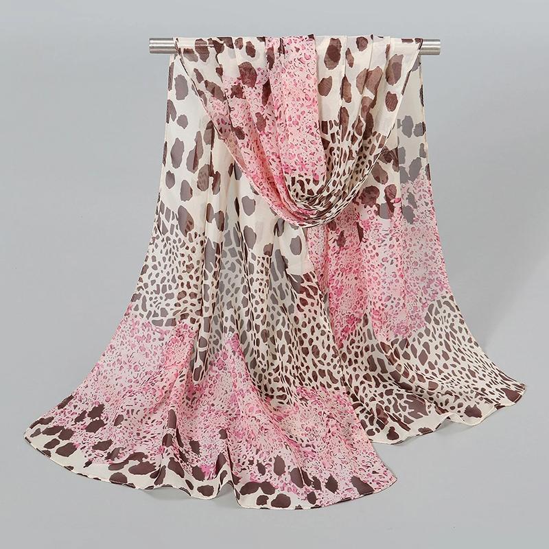 Fashion Chiffon Leopard Print Design Women Silk Scarf Shawl Elegant Headscarf Bandage Hijabs Muslim Wrap Scarves