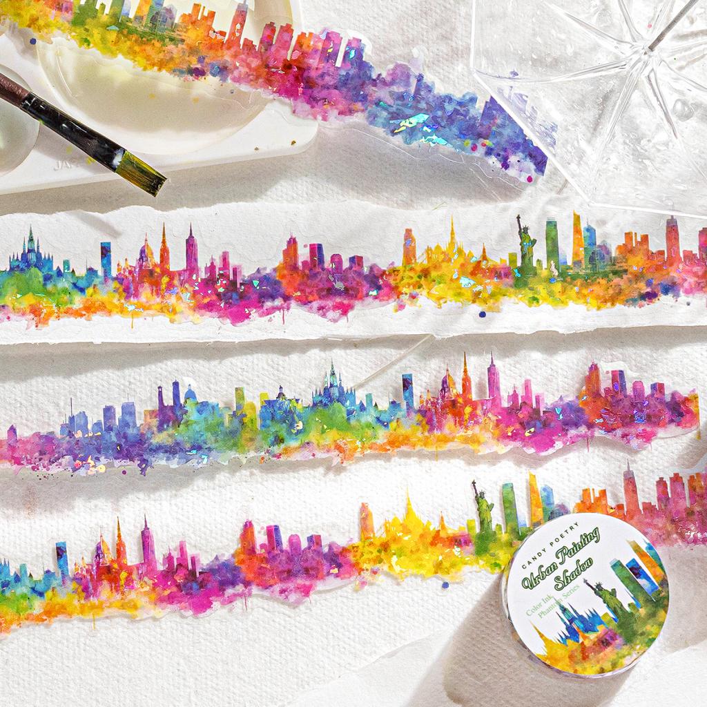 1 рулон голографической радужной цветочной ПЭТ-ленты с бабочками для ручного учета, скрапбукинга, ведения журнала, DIY-принадлежности для коллажной арт-декорации