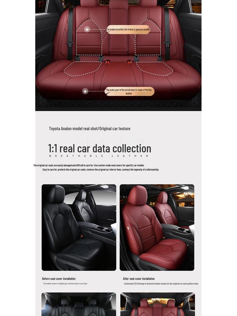 Universal Genuine Leather Car Seat Cover, Four-Season, Full Coverage, Fits All Models