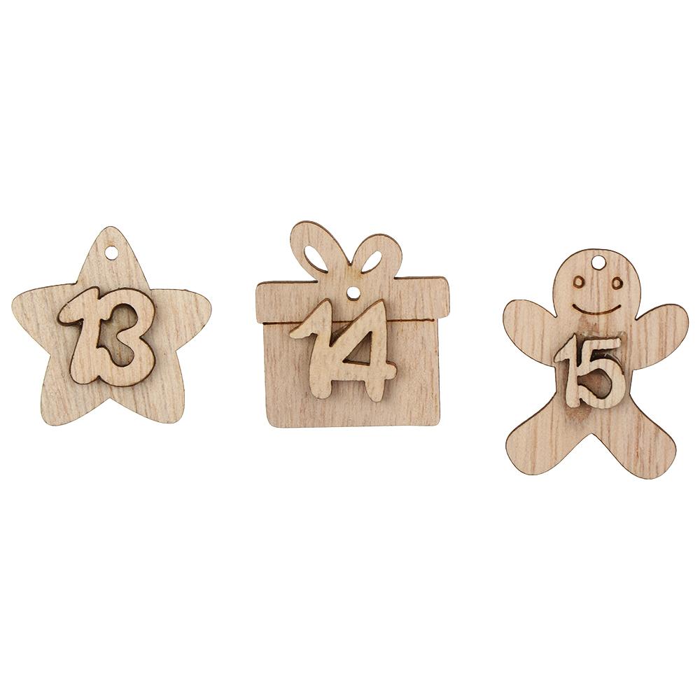 Bags Decor Ornament Number Label Wooden Pendant Christmas Advent Calendar Countdown Hanging Tags