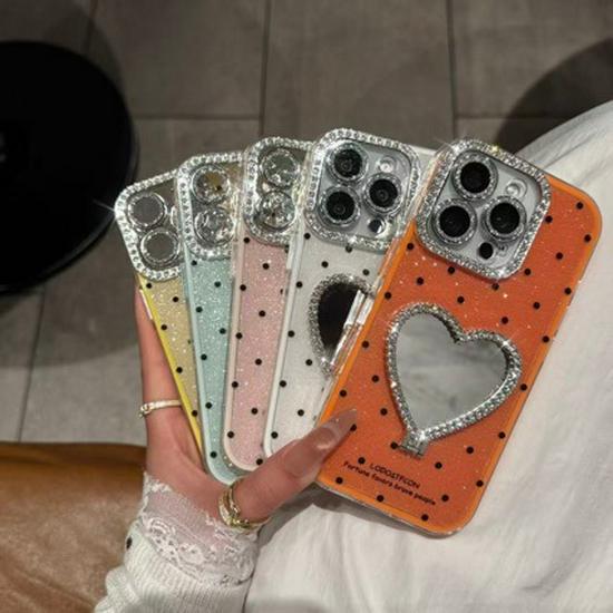 Full Coverage Polka Dot Mirror Case for iPhone 14, 15 Pro Max, and XS Max