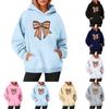 Women's Sweatshirts Round Neck Long Sleeve Christmas Printed Top Solid Color Hoodie