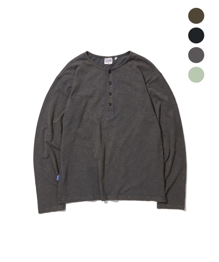 PENFIELD [Pf] Хлопковая фактурная стираная футболка-henley с длинным рукавом_Fs3Kl01U