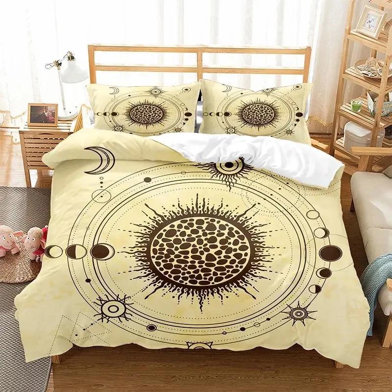 Sun And Moon Bedding Set King/Queen Size Twelve Constellations Zodiac Comforter Cover Adults Astrology Polyester Duvet Cover