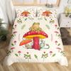 Red Mushroom Kawaii Comforter Set Twin Size Kids Bedding Set Botanical Plant Theme Print Quilt Bed Set for Boys Girls Adults