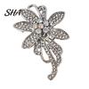 Alloy Brooch Pin, 3D Flower Design with Sparkling Rhinestones, Non-fading Strong Buckle Badge for Coats Shirts Bags Accessories Lightweight